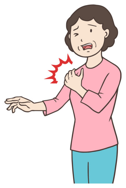 肩が上がらない女性